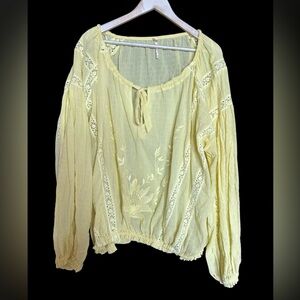 Free People Maria Maria boho Lace Blouse yellow XL